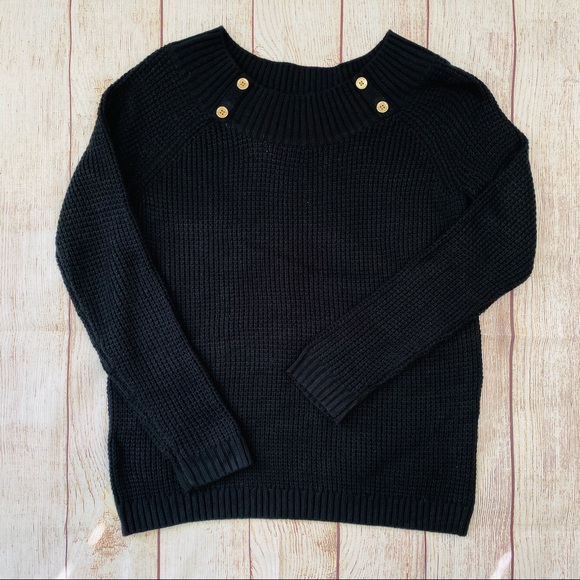 Jones New York Knit Crewneck Sweater Black M - Picture 3 of 5